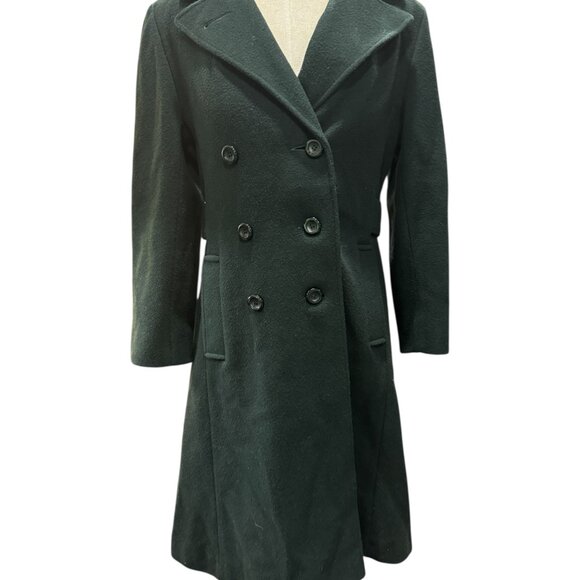 Vintage 100% Wool Forest-Green Double-Breasted Coat by Hochschild Kohn - Picture 8 of 8